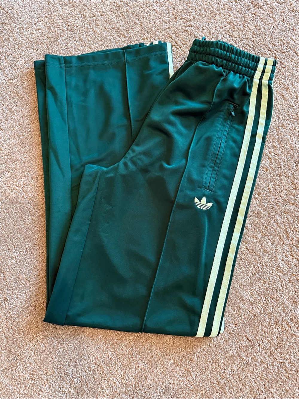adidas Dark Green Joggers with Light Green Side Stripes